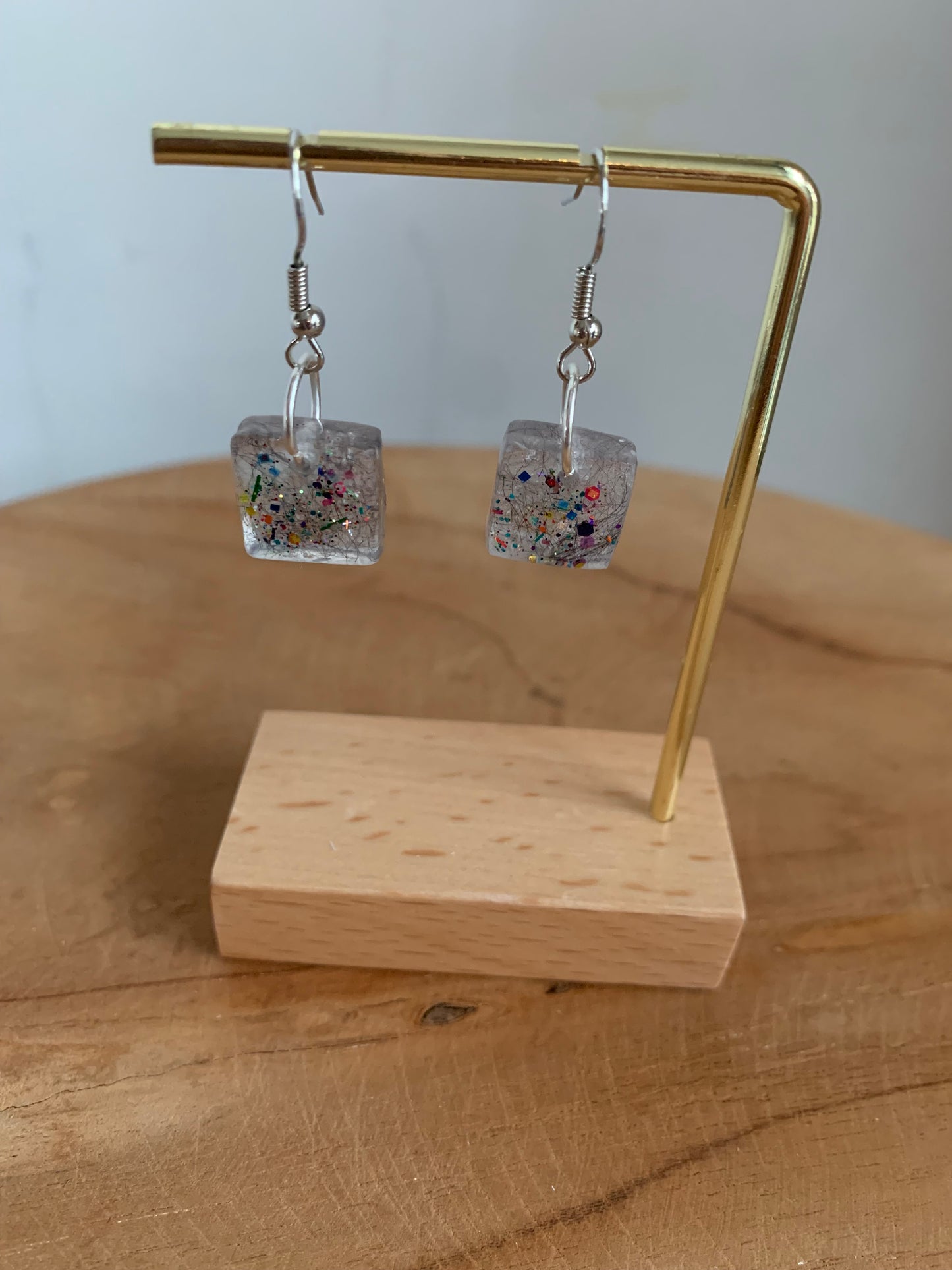 Oorbel vierkant multi