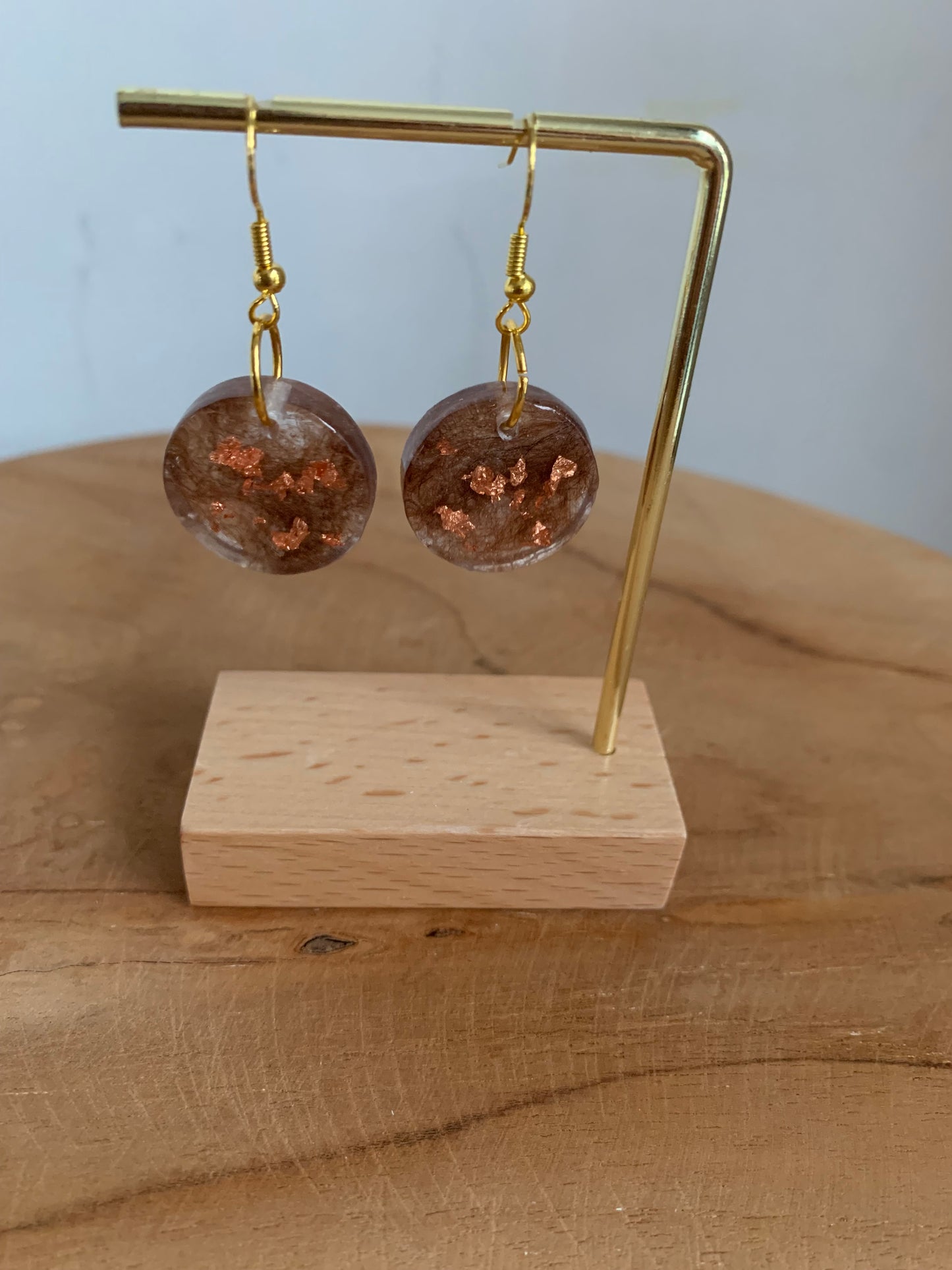 Oorbel rond koper flakes