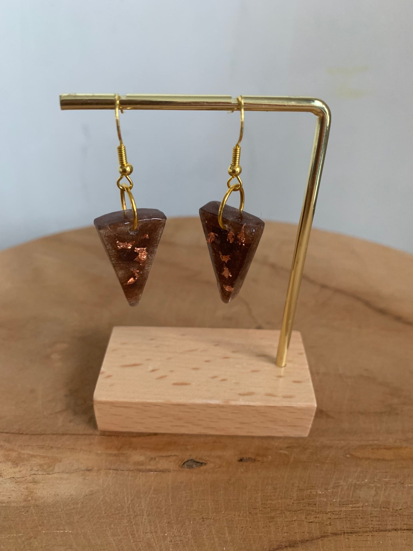 Oorbel driehoek koper flakes