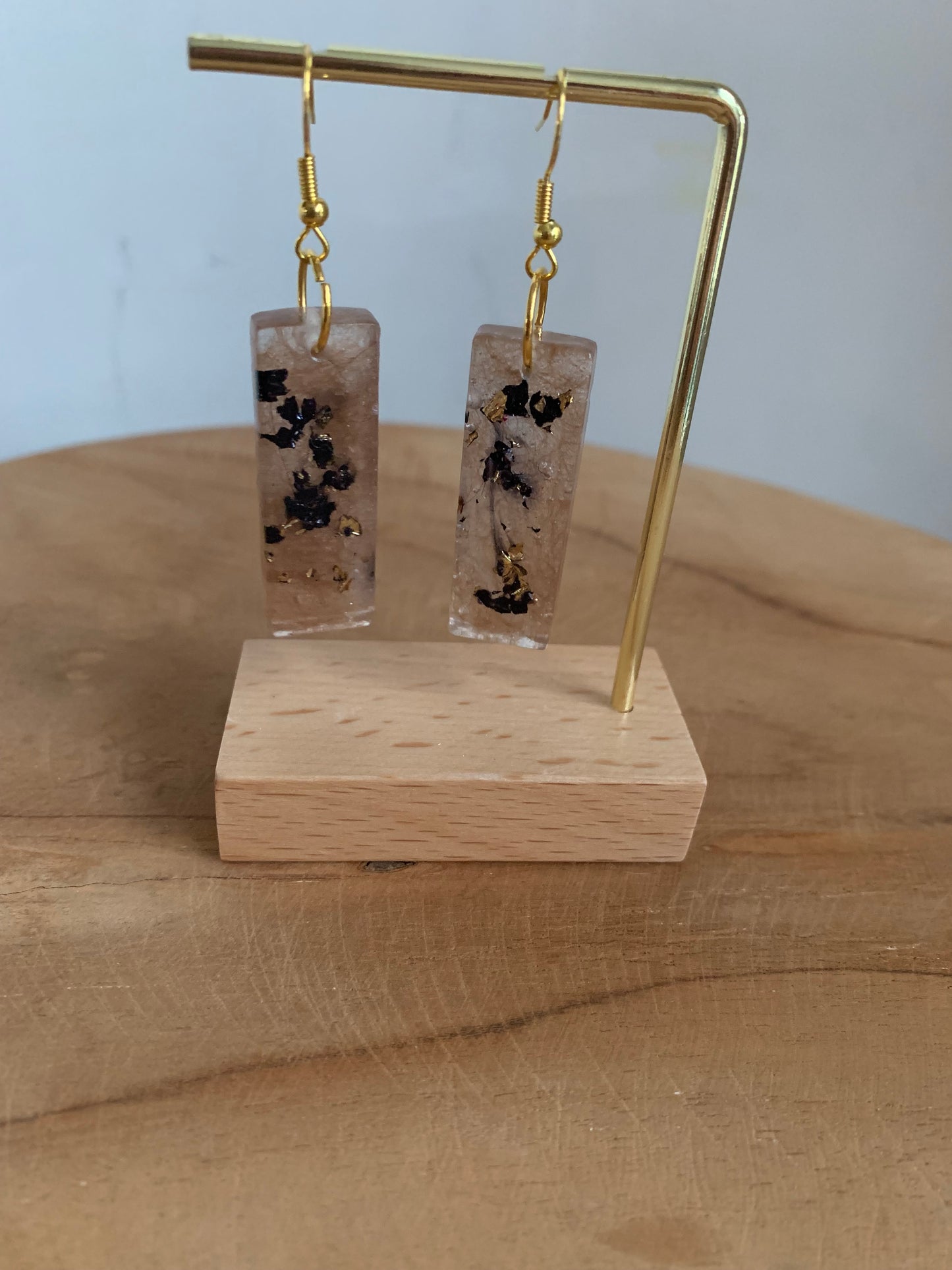 Oorbel rechthoek Black flakes