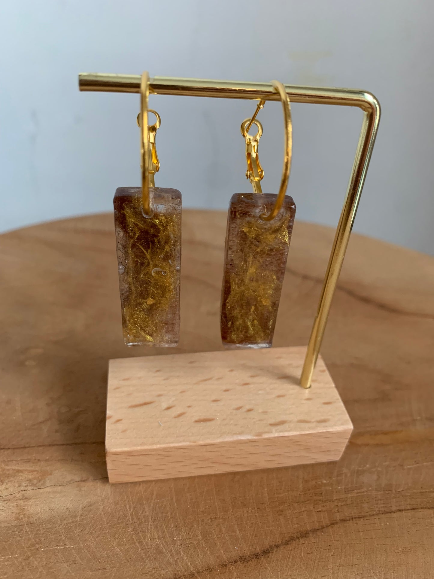 Oorbel rechthoek gold