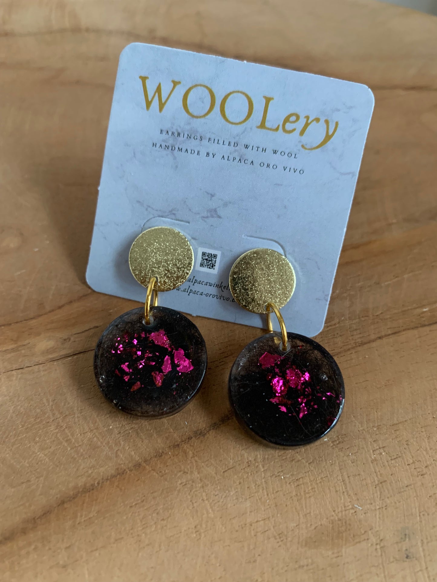 Oorbel fushia flakes